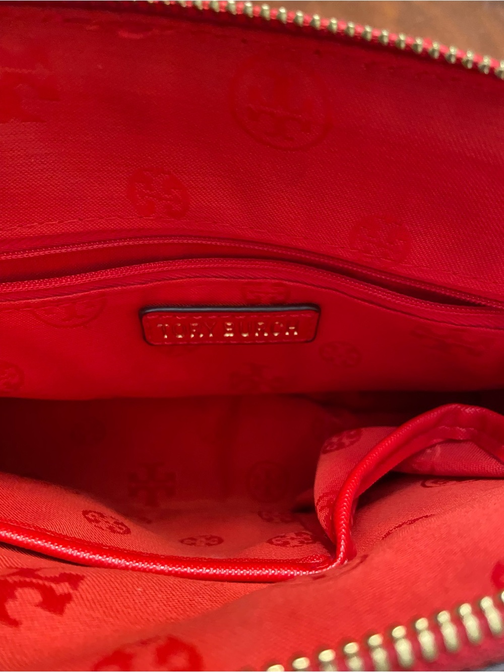 Tory Burch Mini Red Dome Satchel with Gold Logo - Picture 7 of 12